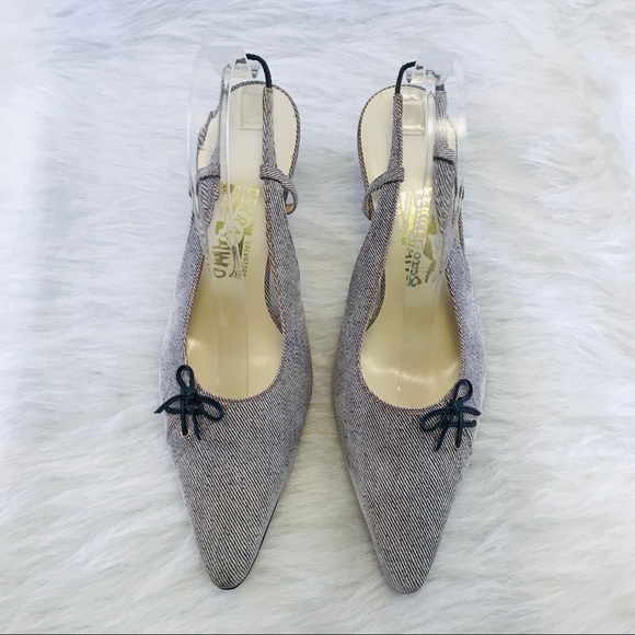 FERRAGAMO Slingback Pump Shoes Gray - Picture 5 of 8